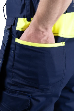 Полукомбинезон мужской ACTIVE FLEX / АКТИВ ФЛЕКС для защиты от механических воздействий и ОПЗ, т.синий/флуоресцентный желтый