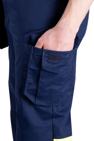 Полукомбинезон мужской ACTIVE FLEX / АКТИВ ФЛЕКС для защиты от механических воздействий и ОПЗ, т.синий/флуоресцентный желтый