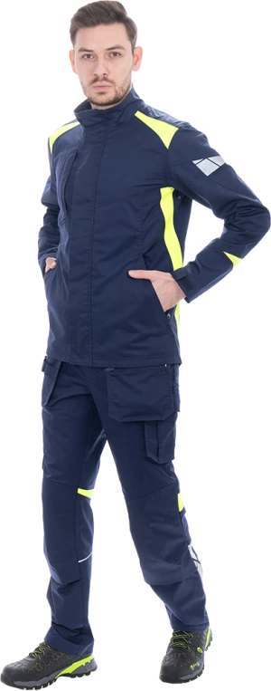 Куртка мужская ACTIVE FLEX / АКТИВ ФЛЕКС для защиты от механических воздействий и ОПЗ, т.синий-флуоресцентный желтый