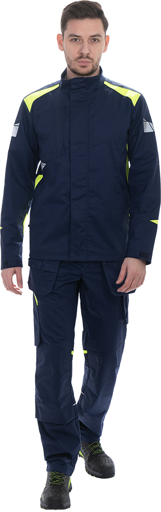 Куртка мужская ACTIVE FLEX / АКТИВ ФЛЕКС для защиты от механических воздействий и ОПЗ, т.синий-флуоресцентный желтый