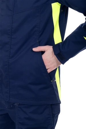 Куртка мужская ACTIVE FLEX / АКТИВ ФЛЕКС для защиты от механических воздействий и ОПЗ, т.синий-флуоресцентный желтый