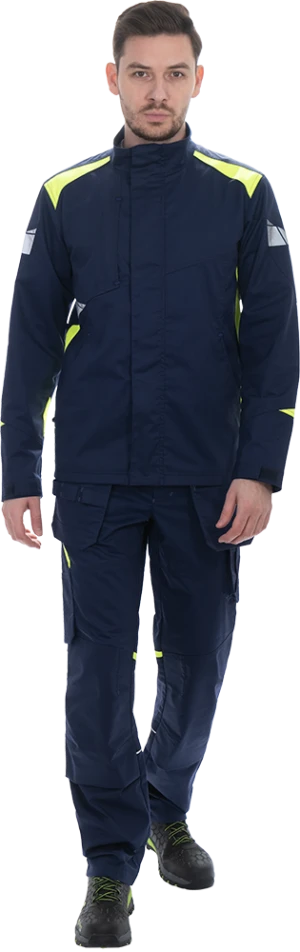 Куртка мужская ACTIVE FLEX / АКТИВ ФЛЕКС для защиты от механических воздействий и ОПЗ, т.синий-флуоресцентный желтый