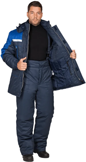 Куртка мужская СПЕЦ от пониженных температур воздуха, механических воздействий и ОПЗ, темно-синий/василёк Кур 612