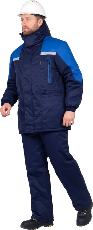 Костюм мужской СПЕЦ от пониженных температур воздуха, механических воздействий и ОПЗ  (куртка, брюки), темно-синий/василёк