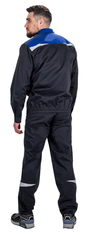 Костюм мужской КМ-10 ЛЮКС АНТИСТАТ летний для защиты от механических воздействий, статического электричества и ОПЗ (куртка, полукомбинезон), т.синий-василек Кос 1810