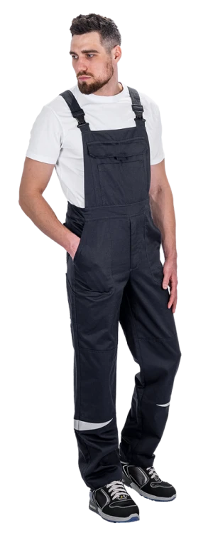 Костюм мужской КМ-10 ЛЮКС АНТИСТАТ летний для защиты от механических воздействий, статического электричества и ОПЗ (куртка, полукомбинезон), т.синий-василек Кос 1810