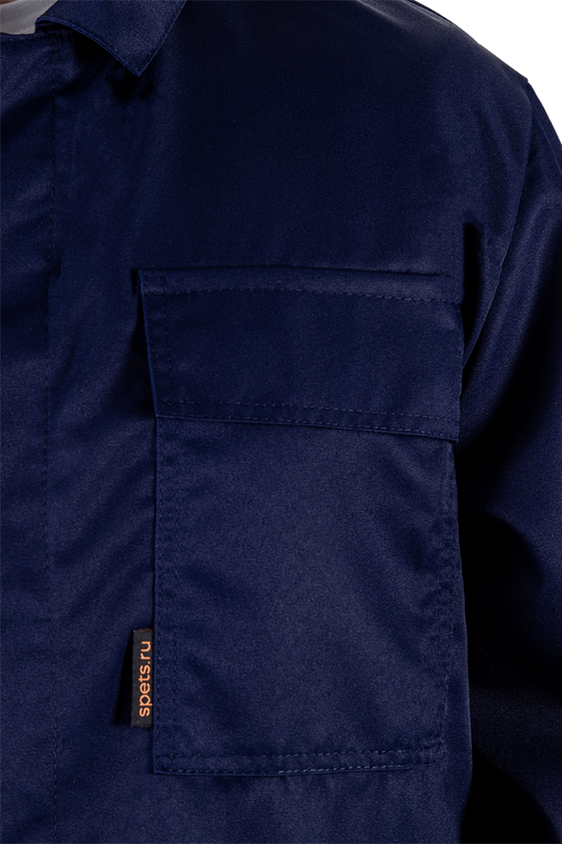 Комплект мужской от растворов кислот и щелочей, механических воздействий, (халат, брюки), темно-синий