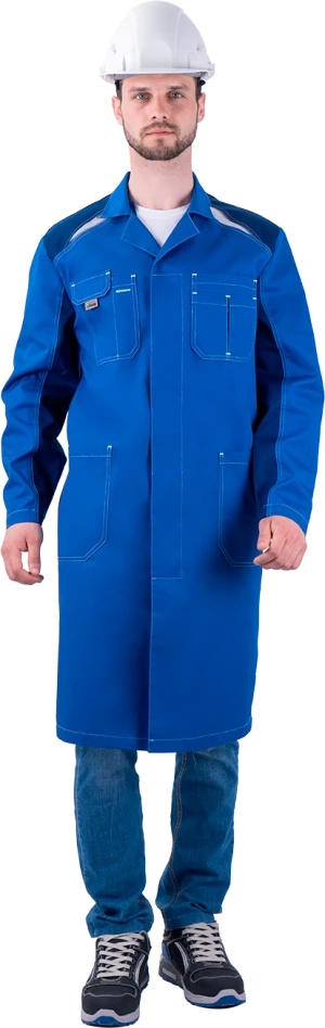 Халат мужской ТУРБО SAFETY от механических воздействий и ОПЗ, василек/синий Хал 555