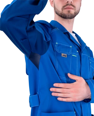 Халат мужской ТУРБО SAFETY от механических воздействий и ОПЗ, василек/синий