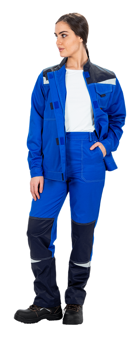 Костюм женский КМ-10 ЛЮКС от механических воздействий и ОПЗ (куртка, брюки), василек/синий Кос 065