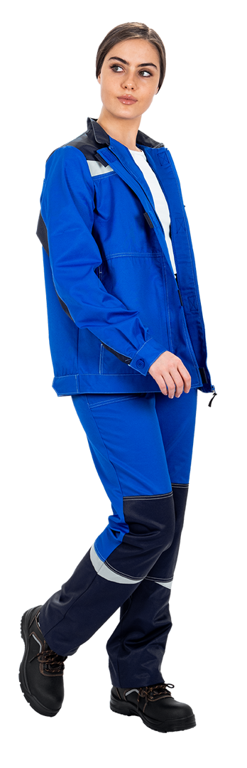Костюм женский КМ-10 ЛЮКС от механических воздействий и ОПЗ (куртка, брюки), василек/синий Кос 065