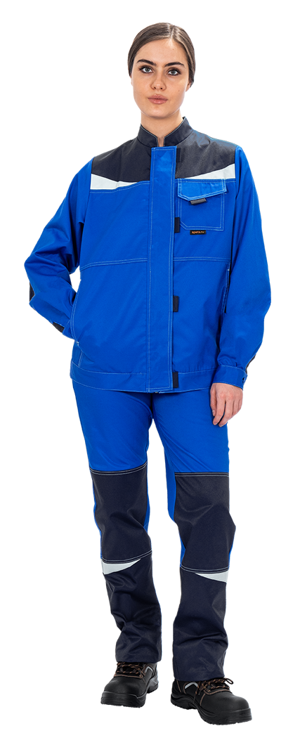 Костюм женский КМ-10 ЛЮКС от механических воздействий и ОПЗ (куртка, брюки), василек/синий Кос 065