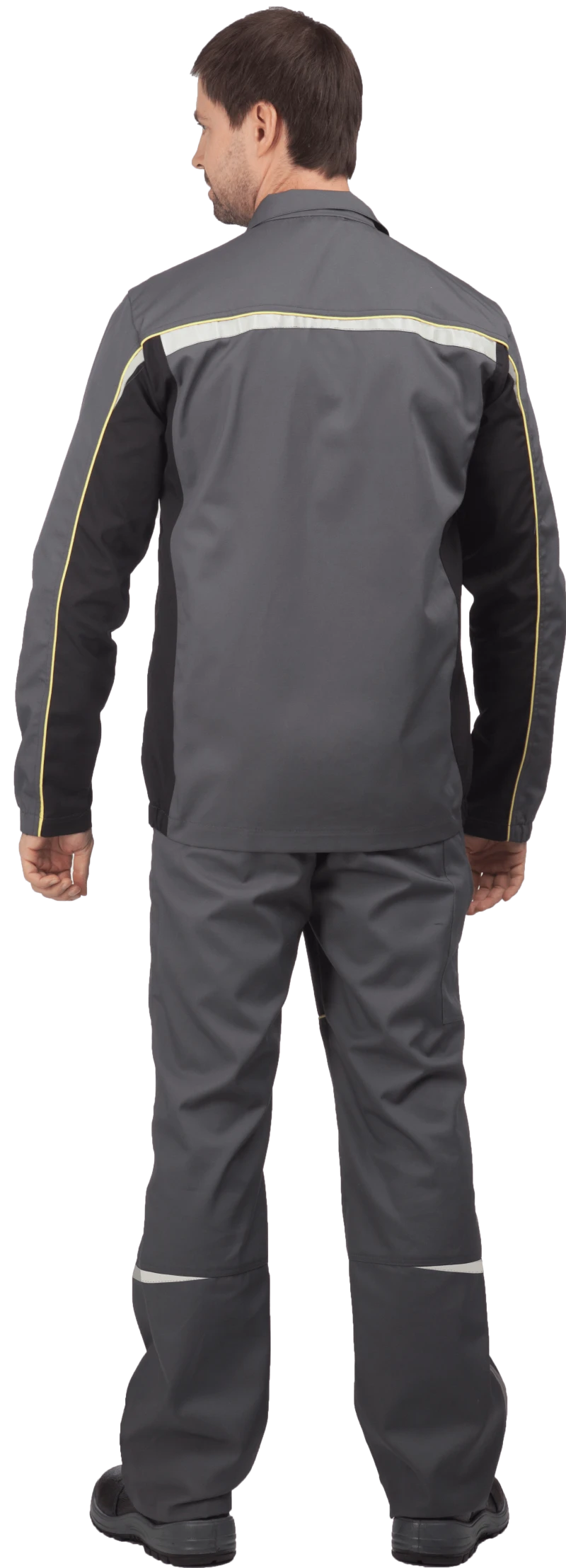 Костюм мужской ФОРСАЖ от механических воздействий и ОПЗ (куртка, брюки), серый/черный Кос 593