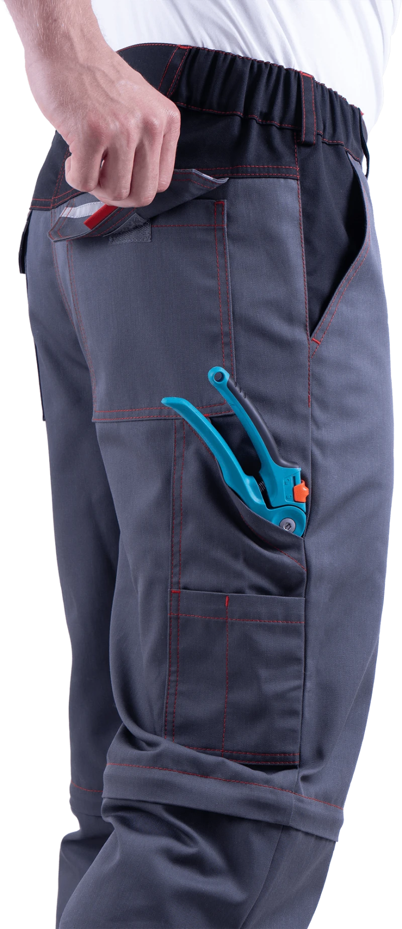 Брюки мужские ХАЙ-ТЕК от механических воздействий и ОПЗ, серый/красный/черный Брю 719