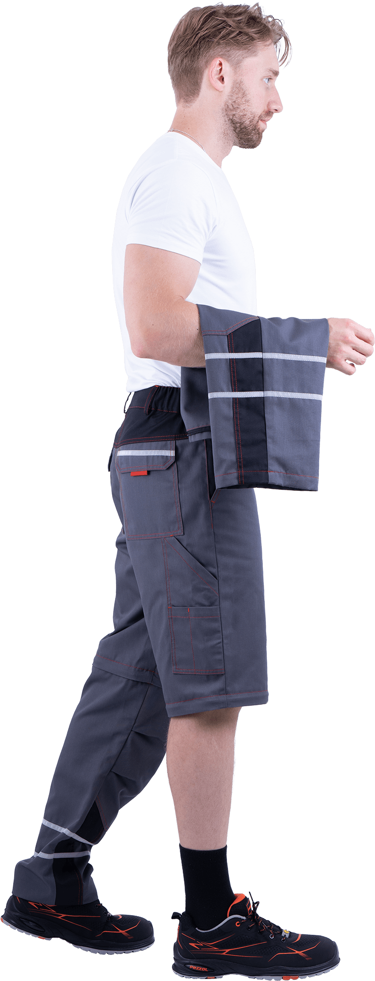 Брюки мужские ХАЙ-ТЕК от механических воздействий и ОПЗ, серый/красный/черный Брю 719