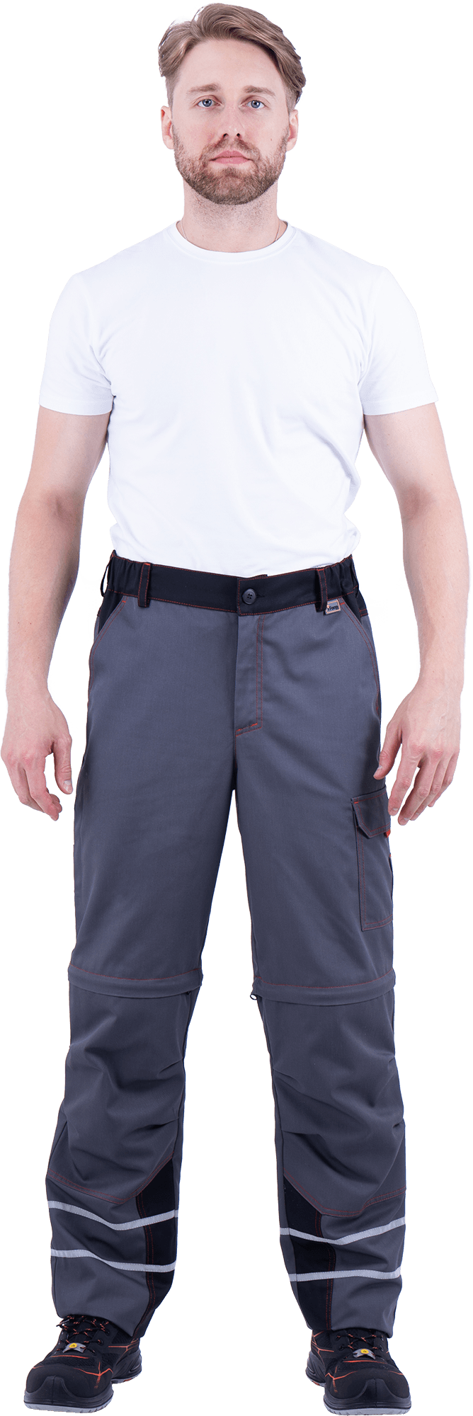 Брюки мужские ХАЙ-ТЕК от механических воздействий и ОПЗ, серый/красный/черный Брю 719