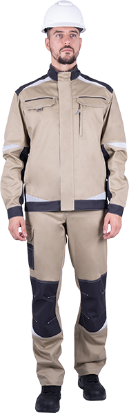Куртка мужская ТУРБО SAFETY от механических воздействий и ОПЗ, бежевый/темно-серый Кур 402