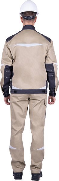 Куртка мужская ТУРБО SAFETY от механических воздействий и ОПЗ, бежевый/темно-серый Кур 402