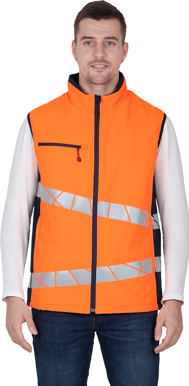 Жилет мужской утепленный ACTIVE, флуоресцентный оранжевый-синий Жил 004