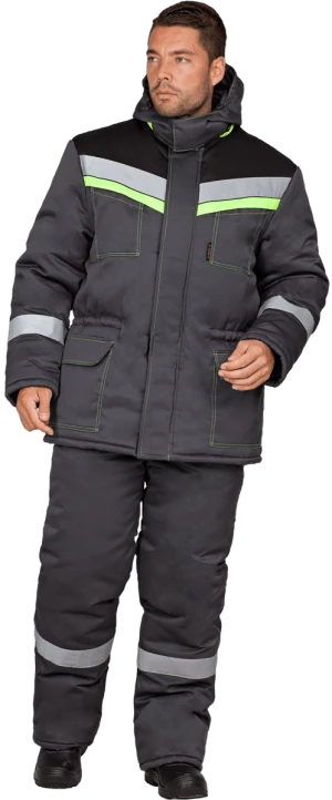Костюм УРЕНГОЙ зимний, серый-черный, 4 кл пояс Кос 314
