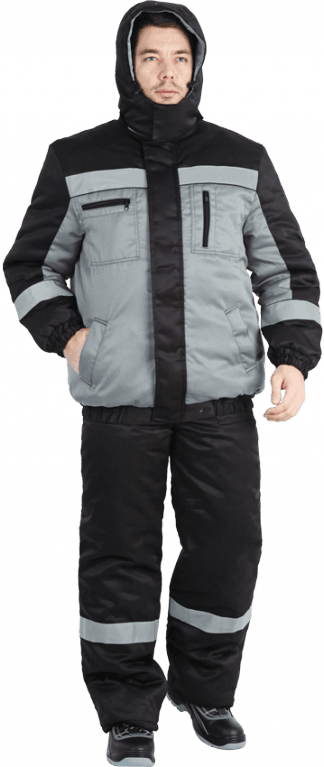 Костюм БАЙКАЛ зимний, серый-чёрный Кос 312
