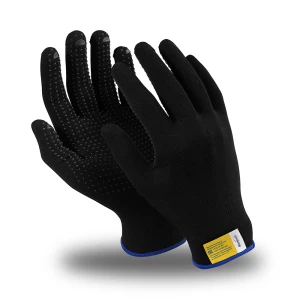 Перчатки МИКРОН БЛЭК ПВХ (MG-112), нейлон, SlipGrip, оверлок, цвет черный Пер 120