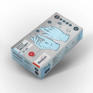 Перчатки ЭКСПЕРТ (DG-081), винил, 0.08 мм, неопудренные, цвет синий Пер 734