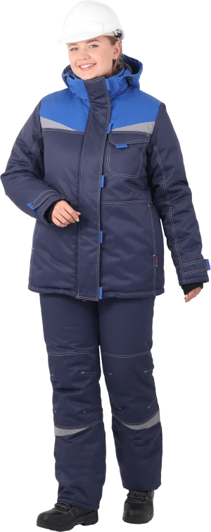 Костюм женский КМ-10 ЛЮКС от пониженных температур воздуха, механических воздействий и ОПЗ (куртка, брюки), василек/синий Кос 946