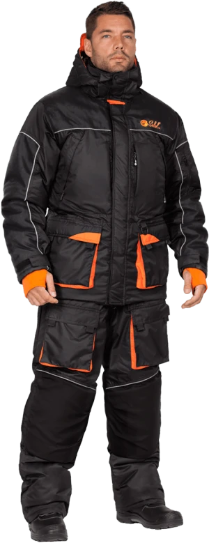 Костюм ЧЕМАЛ утеплённый, черный-оранжевый Кос 475