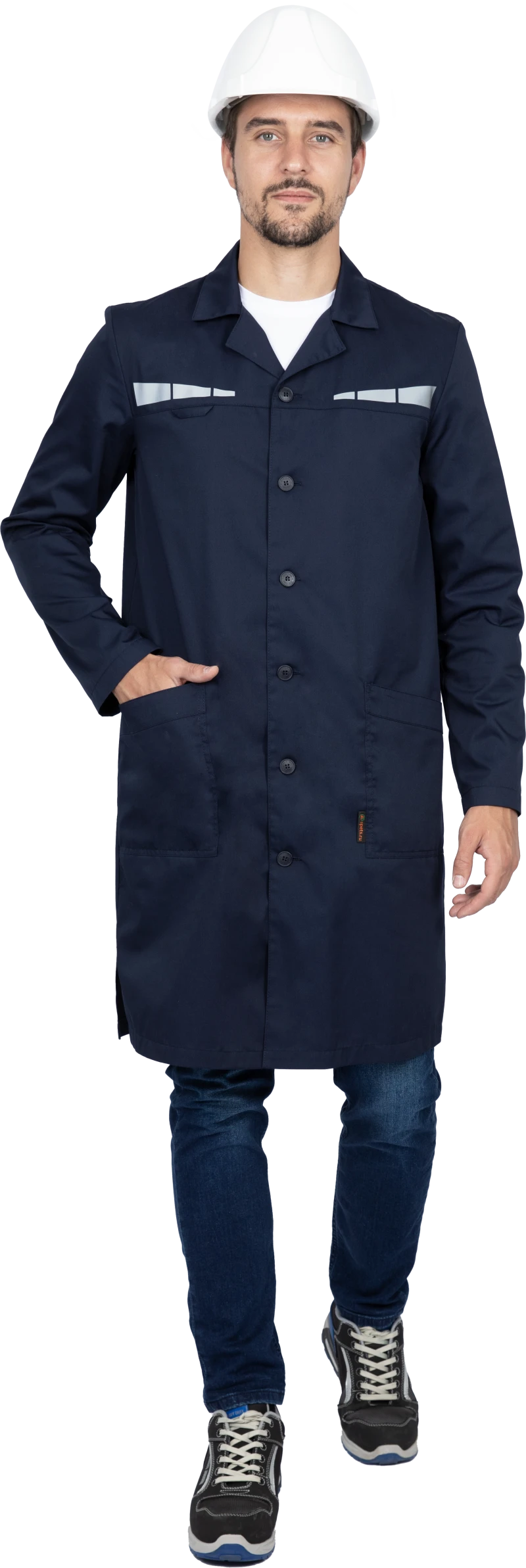 Халат мужской ОПЕРАТОР от общих производственных загрязнений (облегченный), цвет темно-синий Хал 880