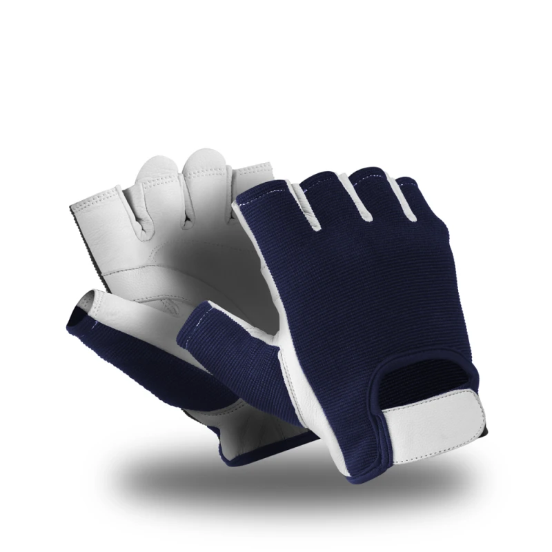 Полуперчатки ВИБЛОК (VG-571), полиэфир, кожа, VibraGel®, Velcro®, цвет сине-белый Пер 749