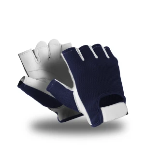 Полуперчатки ВИБЛОК (VG-571), полиэфир, кожа, VibraGel®, Velcro®, цвет сине-белый Пер 749