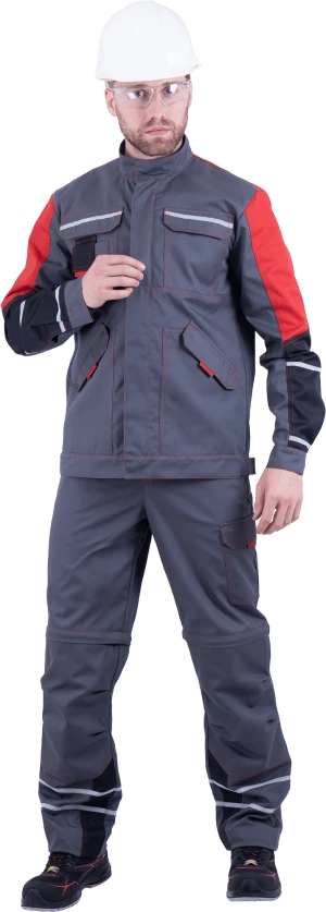 Куртка мужская ХАЙ-ТЕК от механических воздействий и ОПЗ, серый/красный/черный Кур 679