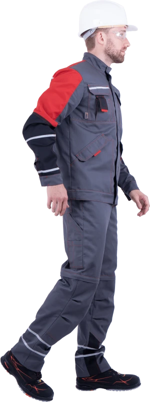 Куртка мужская ХАЙ-ТЕК от механических воздействий и ОПЗ, серый/красный/черный Кур 679