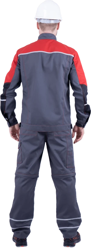 Куртка мужская ХАЙ-ТЕК от механических воздействий и ОПЗ, серый/красный/черный Кур 679