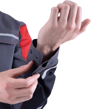 Куртка мужская ХАЙ-ТЕК от механических воздействий и ОПЗ, серый/красный/черный Кур 679