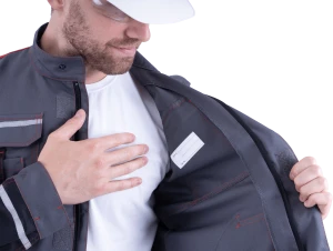 Куртка мужская ХАЙ-ТЕК от механических воздействий и ОПЗ, серый/красный/черный Кур 679