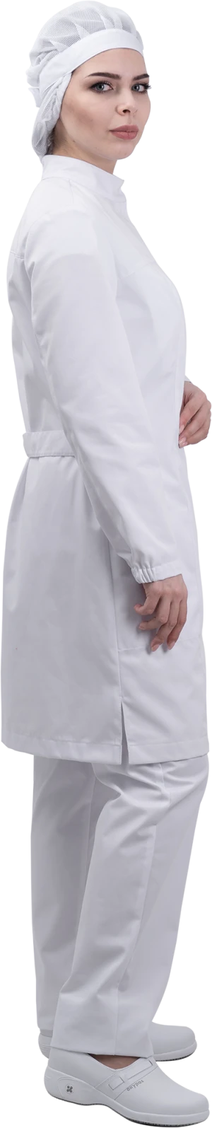 Халат женский АПРЕЛИЯ ХАССП от механических воздействий и ОПЗ, белый Хал 888