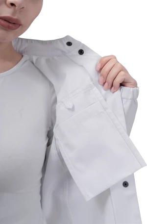 Халат женский АПРЕЛИЯ ХАССП от механических воздействий и ОПЗ, белый Хал 888