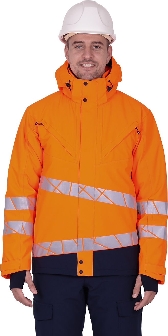 Куртка мужская утепленная ACTIVE, флуоресцентный оранжевый-синий Кур 025
