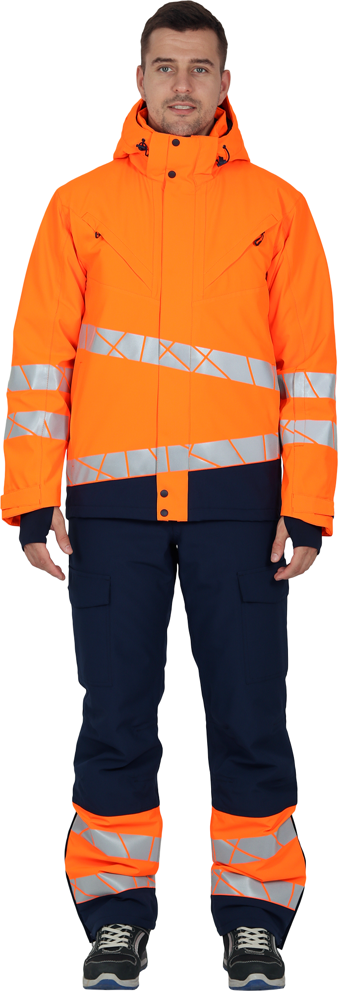 Куртка мужская утепленная ACTIVE, флуоресцентный оранжевый-синий