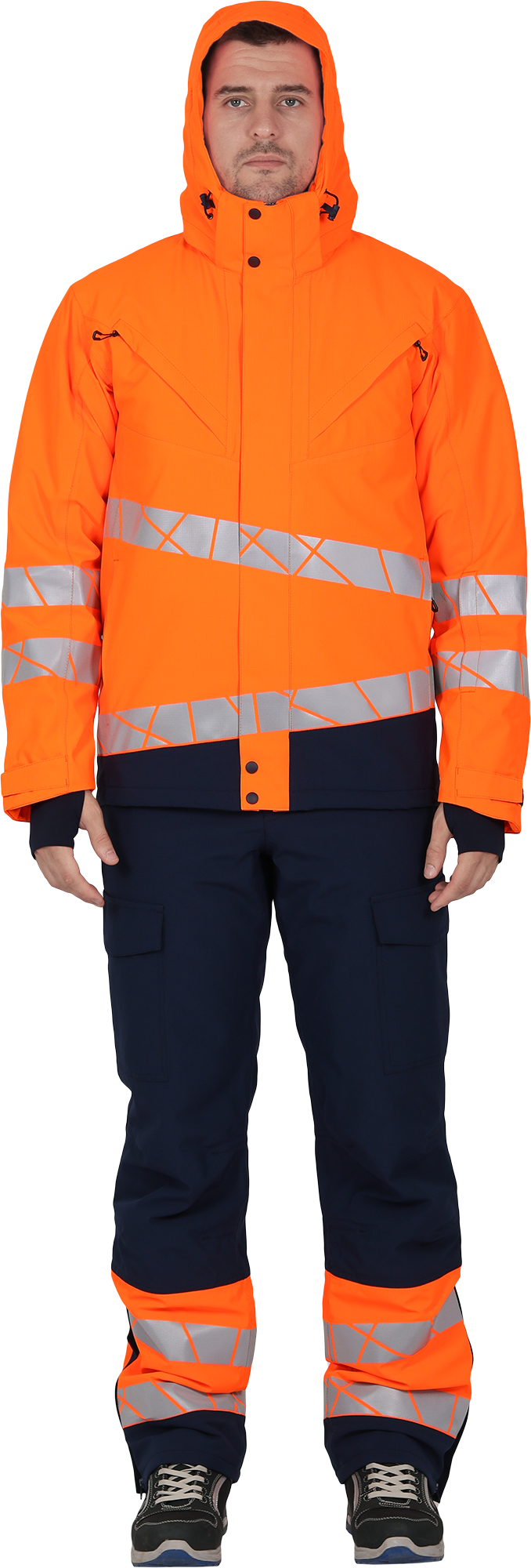 Куртка мужская утепленная ACTIVE, флуоресцентный оранжевый-синий