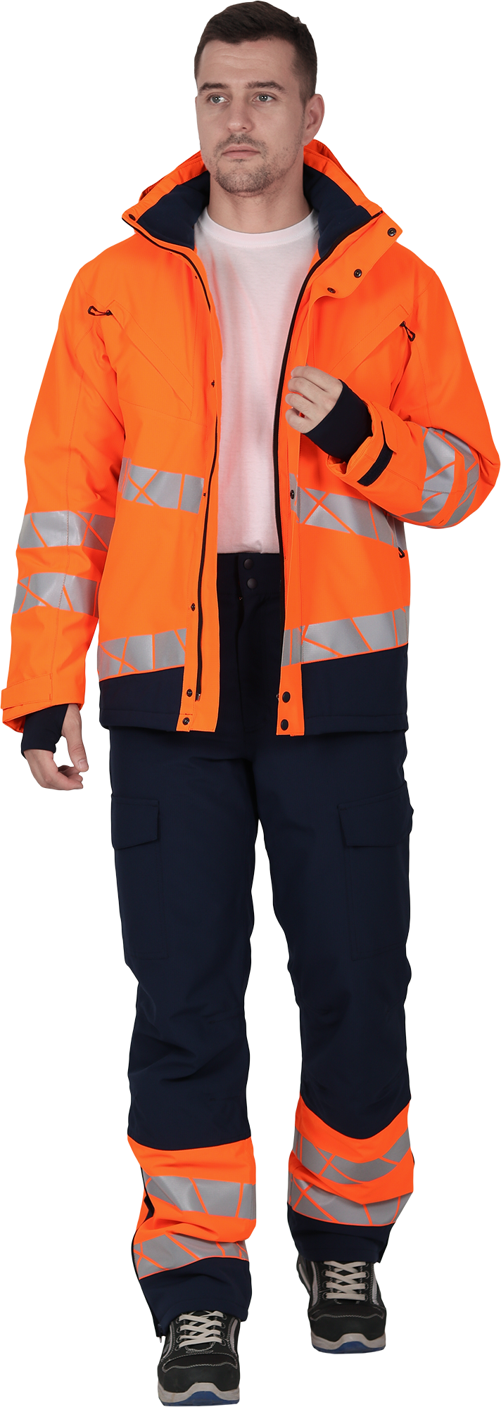Куртка мужская утепленная ACTIVE, флуоресцентный оранжевый-синий
