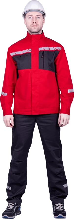 Куртка мужская СТРОНГ от механических воздействий и ОПЗ, цвет красный/серый Кур 1608