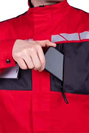 Куртка мужская СТРОНГ от механических воздействий и ОПЗ, цвет красный/серый Кур 1608