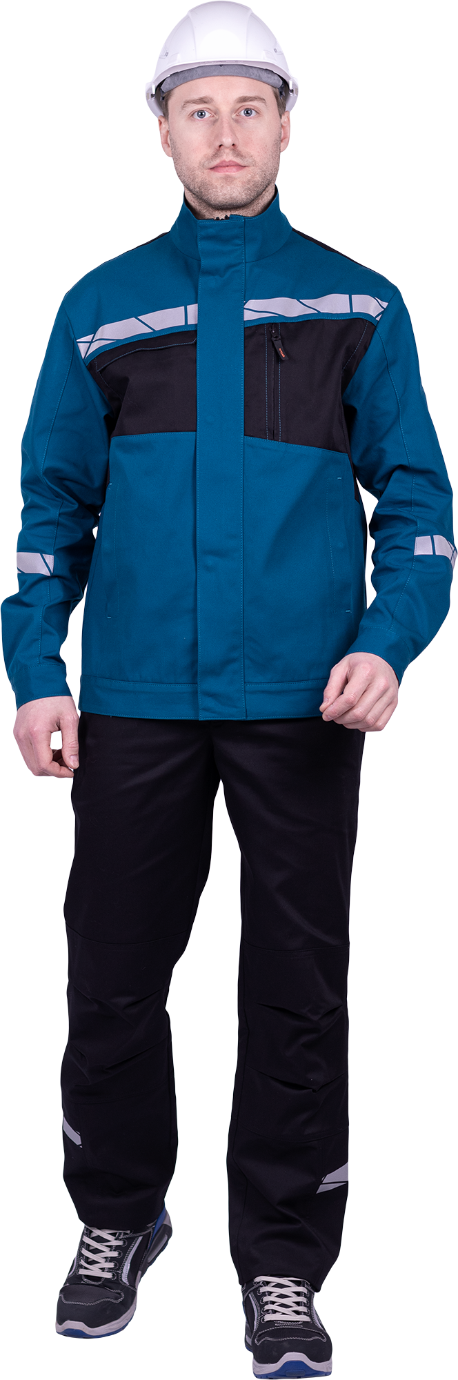 Куртка мужская СТРОНГ от механических воздействий и ОПЗ, цвет бирюза/черный Кур 1607