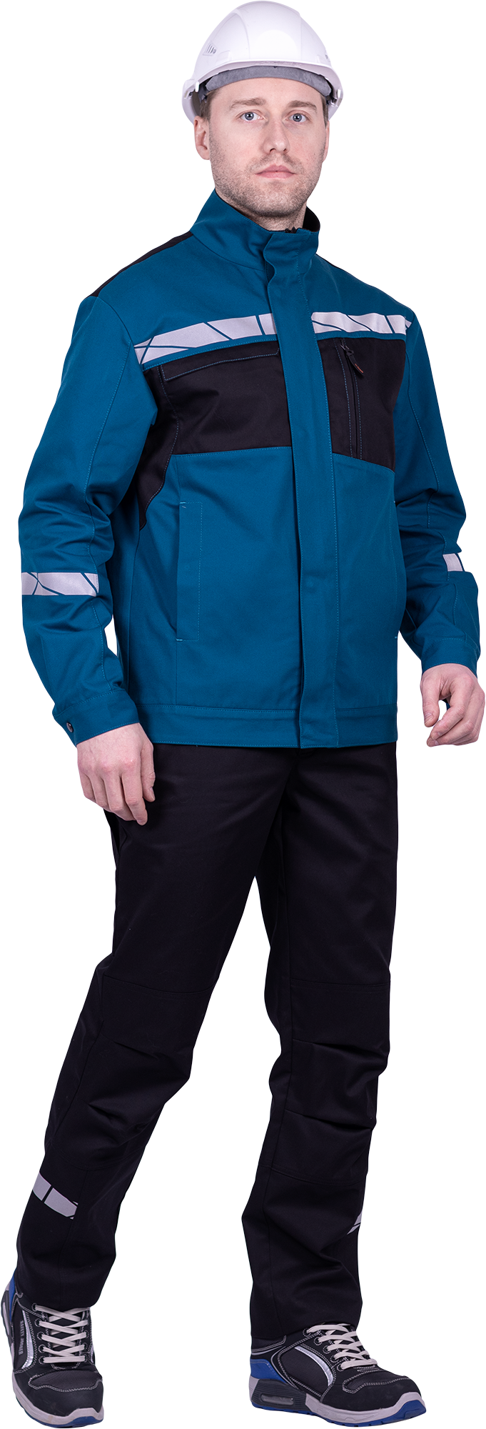 Куртка мужская СТРОНГ от механических воздействий и ОПЗ, цвет бирюза/черный Кур 1607