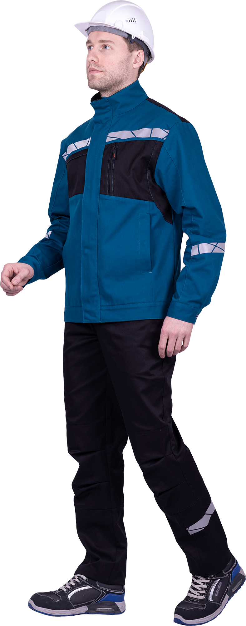 Куртка мужская СТРОНГ от механических воздействий и ОПЗ, цвет бирюза/черный Кур 1607