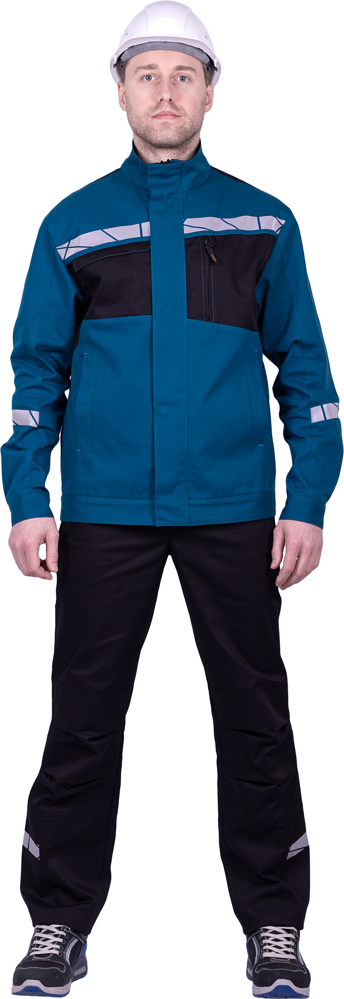 Куртка мужская СТРОНГ от механических воздействий и ОПЗ, цвет бирюза/черный Кур 1607