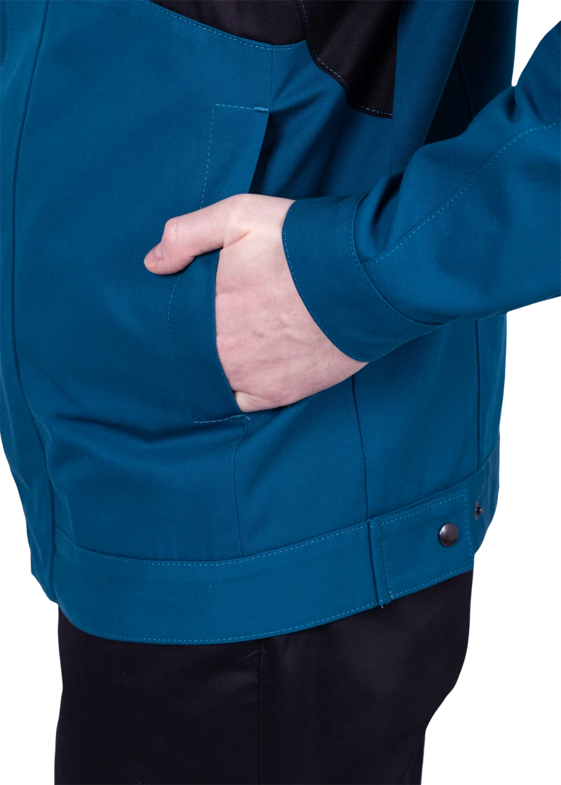 Куртка мужская СТРОНГ от механических воздействий и ОПЗ, цвет бирюза/черный Кур 1607